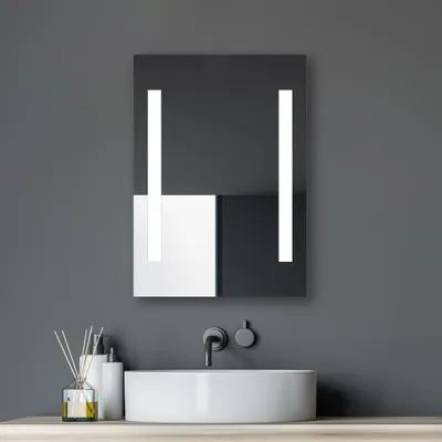 Produktbild von Badspiegel mit Beleuchtung TALOS Horizon 50x70 cm – LED Badezimmerspiegel feuchtraumgeeignet durch Aluminiumrahmen - Wandspiegel LED Neutralweiß