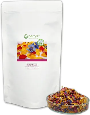 Produktbild von Essbare Blumenmix, Rosenblätter, Ringelblume, Kornblume, für Salate, Desserts, Torten