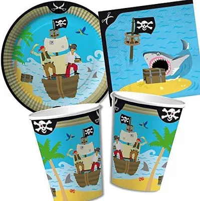 Produktbild von 8 Pappteller mit Piratenmotiv für Party und Kindergeburtstag