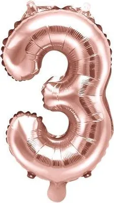 Produktbild von Folienballon Zahl „3“, 35cm, Roségold