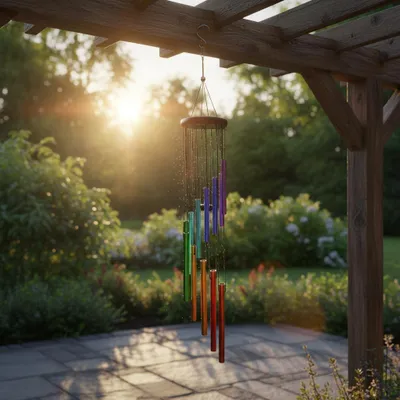 Produktbild von Farbenfrohes Windspiel aus Aluminiumlegierung für den Außenbereich, zum Aufhängen, als Gartendekoration für Terrasse und Fenster.