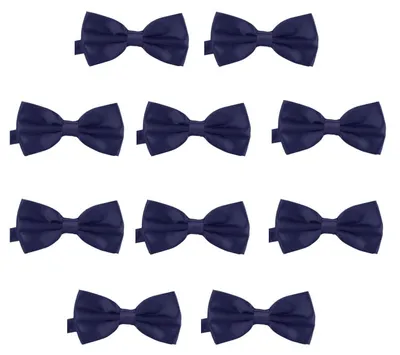 Produktbild von 10er Set DonDon Herren Fliege 12 x 6 cm gebunden und längenverstellbar nachtblau
