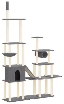 Obrázok produktu pre Krabpaal pre mačky – výška 279 cm – tmavosivá – drevo a sisal