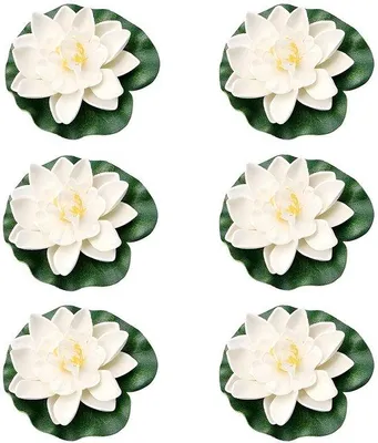 Zdjęcie produktu dla Sztuczne lilie wodne – dekoracja, 10 cm, białe, 6 sztuk