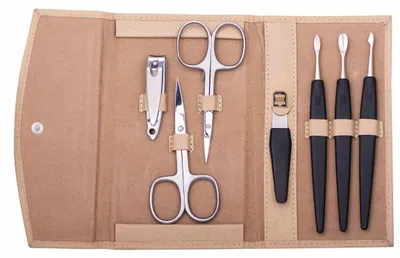 Produktbild von Maniküreetui YES Erbe Solingen Nagel & Hautschere Knipser beige 7-teilig