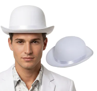 Produktbild von 19. Jahrhundert Eleganter Weißer Melonenhut Klassischer Modehut Kostüm Karneval Retro Chic Zeitloser Charme Vintage Look Exklusiver Stilechter Hut Erwachsene Accessoire Stilvolles Design, Farbe: Weiß