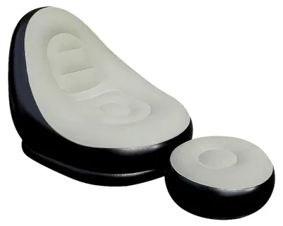 Produktbild von Aufblasbarer Sessel und Fußhocker: Belastbar bis 90 kg, grau-schwarz