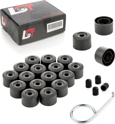 Produktbild von 20x Radschrauben Abdeckkappen Radschraubenkappe 17mm schwarz für AUDI PORSCHE
