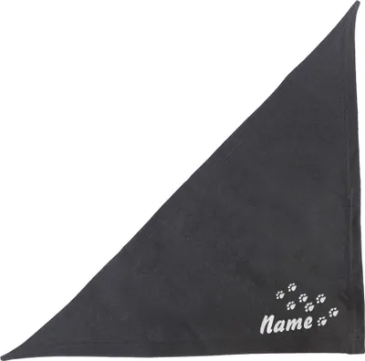 Produktbild von Besticktes Hundehalstuch - Schwarz 35 cm Bandana Pfotenspur + Hundename