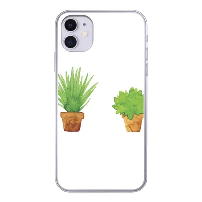 Produktbild von MuchoWow® Handyhülle Schutzhülle Hülle für iPhone 11 Blumentopf - Aquarell - Pflanzen Silikon Softcase Handy Hülle - Handytasche