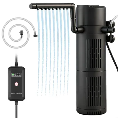 Image de Filtre d'aquarium avec clarificateur UVC Filtre intérieur d'aquarium 10W,5-en-1 filtre d'aquarium nano pour aquariums 20L-1500L（25W 1800L/H)