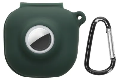 Produktbild von kwmobile 2-in1 Schutzhülle für Beats Fit Pro Hülle - Kopfhörer Silicon Case kompatibel mit AirTag - stoßfestes Cover mit Karabiner - Dunkelgrün