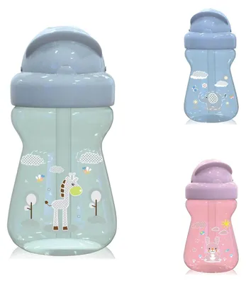 Immagine prodotto di Baby Care Biberon per bambini 200 ml sport sipper mini animali, cannuccia, coperchio verde