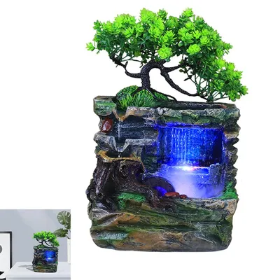 Produktbild von Zimmerbrunnen,kleiner Steingarten-Schreibtisch-Wasserornament, geschlossener Wasserkreislauf,geeignet für Schreibtisch,Schlafzimmer,Teestube,Yoga-Raum