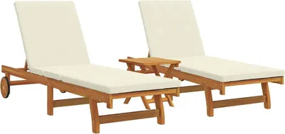 Immagine prodotto di vidaXL Lettino da sole, 3 pezzi, legno massello di acacia, colore marrone
