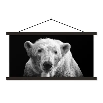 Produktbild von MuchoWow® Textilposter Eisbär - Tier - Schwarz - Weiß 120x60 cm mit schwarzem Rahmen - Dekoration Schlafzimmer