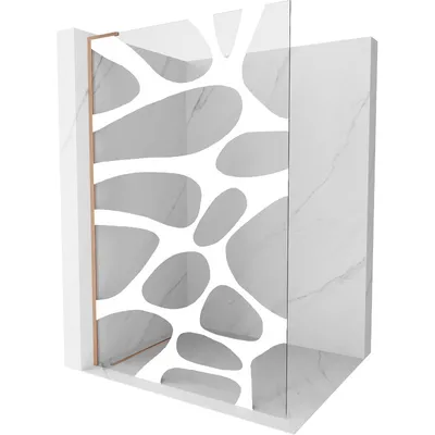 Produktbild von Mexen Kioto L Duschwand Walk-in 80 x 200 cm, weißes Muster, gebürstetes Kupfer - 800-080-103-65-85