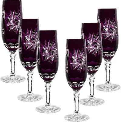 Produktbild von Sektflöte violett Schleuderstern 6er Set (180ml)