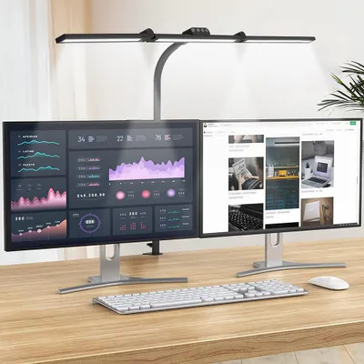 Produktbild von LED Schreibtischlampe Klemmbar 24W Dimmbar 5 Farbtemperaturen Verstellbarer Augenschutz Tischlampe für Büro, Lesen, Lernen