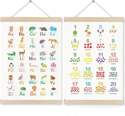 Produktbild von Kinderposter 2er Set 30x40 cm, ABC und Zahlen, für Kinderzimmer