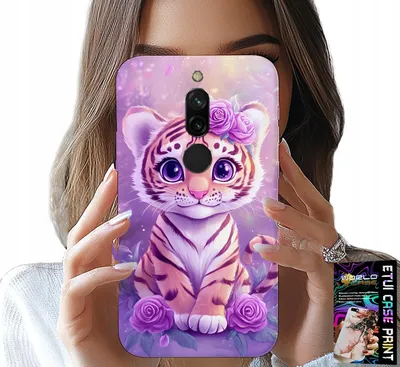 Produktbild von Hülle Für Xiaomi Redmi 8 - Süsser Tiger Auf Rosa Hintergrund + Glas