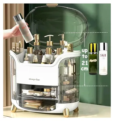Produktbild von Kosmetik Organizer mit Schubladen, große Make-up Aufbewahrung & Skincare Organizer, staubdichte Acryl Aufbewahrungsbox für Schminktisch, Bad & Vanity