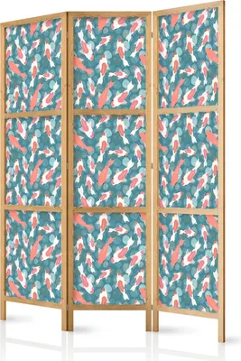 Produktbild von 3-teiliger Einseitiger Vlies Japanischer Paravent - Oriental Pond - a Cluster of Japanese Fish Swimming in Crystal Clear Water with Flashes of Light 135x172 cm Tiere g-B-10064-bh-a