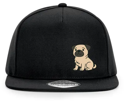 Produktbild von Huuraa Cappy Mütze Mops Pug Comic Black Polyester Snapback Kappe Geschenkidee