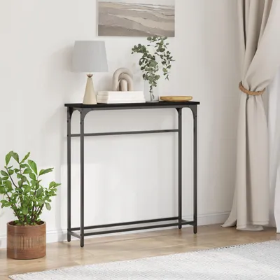 Produktbild von vidaXL Konsolentisch mit Regal Schwarz Eichen-Optik 75 x 19,5 x 75 cm