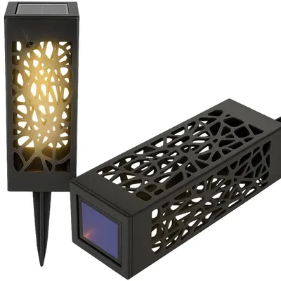 Produktbild von Solarleuchte Garten LED Gartenlampe Solarlampe Außen warmweiß Dämmerungssensor Erdspieß IP44 schwarz