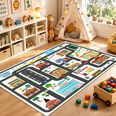 Productafbeelding van Speelmat kinderen - 120 x 160 cm - Wasbaar - Antislip - Groen