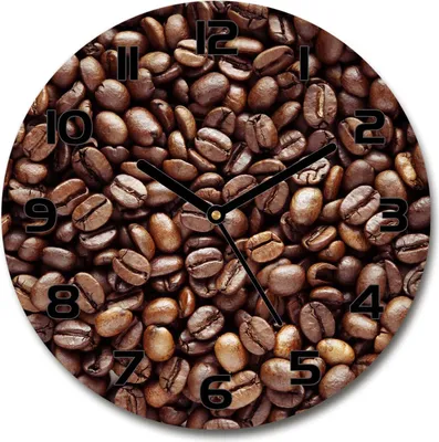 Produktbild von Wanduhr aus Glas 30fi Glasbild Glasuhr Gehärtetes Glas - schwarze-zeiger - Coffee beans