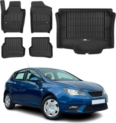 Immagine prodotto di Set di tappetini e fodere per bagagliaio OMAC per Seat Ibiza 2008-2017 in gomma nera 5x