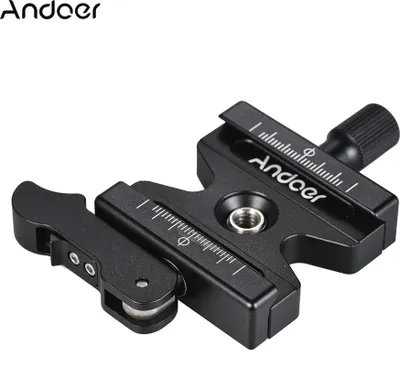 Zdjęcie produktu dla Szybkozłączka Andoer CL-50LS ze stopu aluminium z regulowanym pokrętłem typu 1/4" i 3/8" kompatybilna ze statywem z głowicą kulową Arca Swiss Standard Quick Release Plate