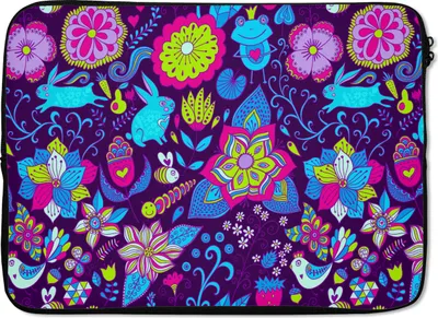 Produktbild von MuchoWow® Laptop Hülle 13 Zoll Mädchen - Kaninchen - Rosa - Muster - Mädchen - Kinder - Kinder Laptoptasche - Laptophülle - Sleeve - Rundumschutz