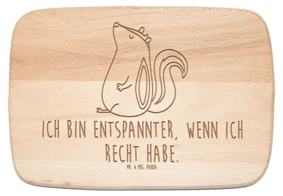 Produktbild von Mr. & Mrs. Panda Holzbrett Stinktier Sitzen - Transparent - Geschenk, jausenbrett, Schneidebrett, Spruch, Raubtier, Holzbrettchen, Büro, Frühstücksbrettchen, Wildtier