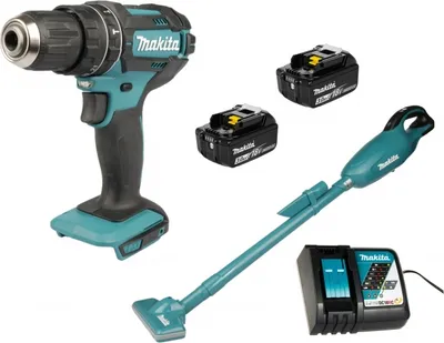 Produktbild von Makita Bohr- und Sauger-Set Dhp482+Dcl181F+Dc18Rc 2X3,0Ah