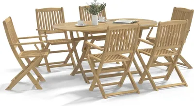 Immagine prodotto di Maison Exclusive - Set da pranzo da giardino in legno massello di acacia, 7 pezzi
