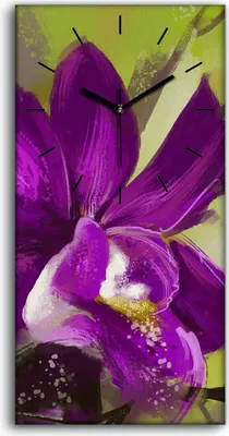 Produktbild von Leinwand Uhr Küche Wohnzimmer Bild 30x60 Kunst groß Orchideenblüten Malerei - schwarze Hände