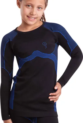 Produktbild von Black Snake® Kinder Funktionsunterwäsche Thermo Unterwäsche Langarm Unterhemd Seamless - Schwarz/Blau - 158/164