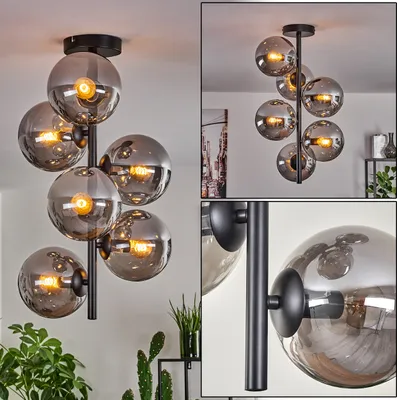 Produktbild von Isorella Deckenlampe aus Metall/Glas in Schwarz/Rauchfarben