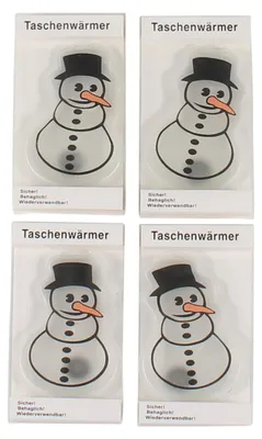 Productafbeelding van 4 Herbruikbare handwarmers met sneeuwmanmotief