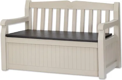Produktbild von Keter Bank Cabinet Mehrzweckschrank Aufbewahrungsschrank Gartenschrank Garten gartenbank 265 L, Beige/Braun