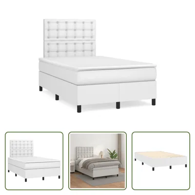 Produktbild von The Living Store Boxspringbett mit Matratze Weiß 120x190 cm Kunstleder