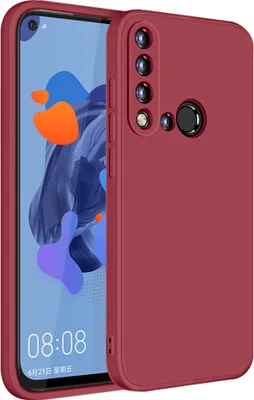 Produktbild von Huawei Nova 5i Hülle, LaimTop Slim Liquid Silikon Gel Gummi Schutzhülle für Huawei Nova 5i Rot