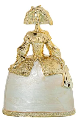 Produktbild von Figur Einer Menina aus Harz und Perlmutt in Gold und Weiß, 15 x 9 x 22 cm
