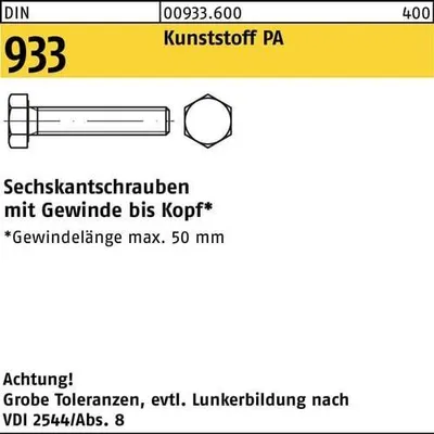 Produktbild von Sechskantschraube DIN 933 VG M3x 25 Polyamid natur 200 Stück