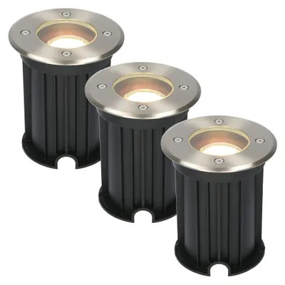 Image de HOFTRONIC - Spot LED au sol 3x4W 345lm 2700K GU10 Inox IP67 Dimmable
