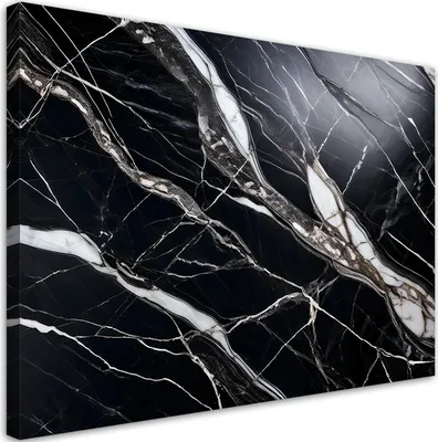 Produktbild von Leinwandbild Schwarz-Weiß-Marmor Stein 60x40 Feeby Schwarz bild für die wand bereit zum aufhängen