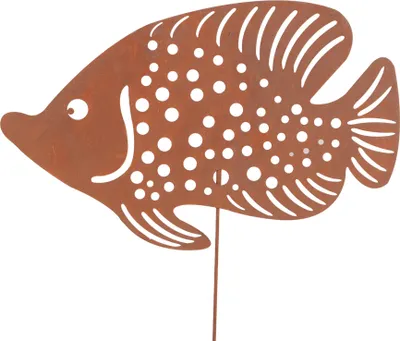 Produktbild von UNUS Gartendeko Gartenstecker Fisch groß aus Edelrost Metall für Garten Terrasse